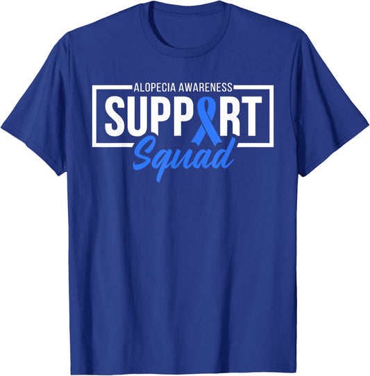 Alopecia Awareness Support Squad I Wear Blue Ribbon T-Shirt - T-Shirt | Royal