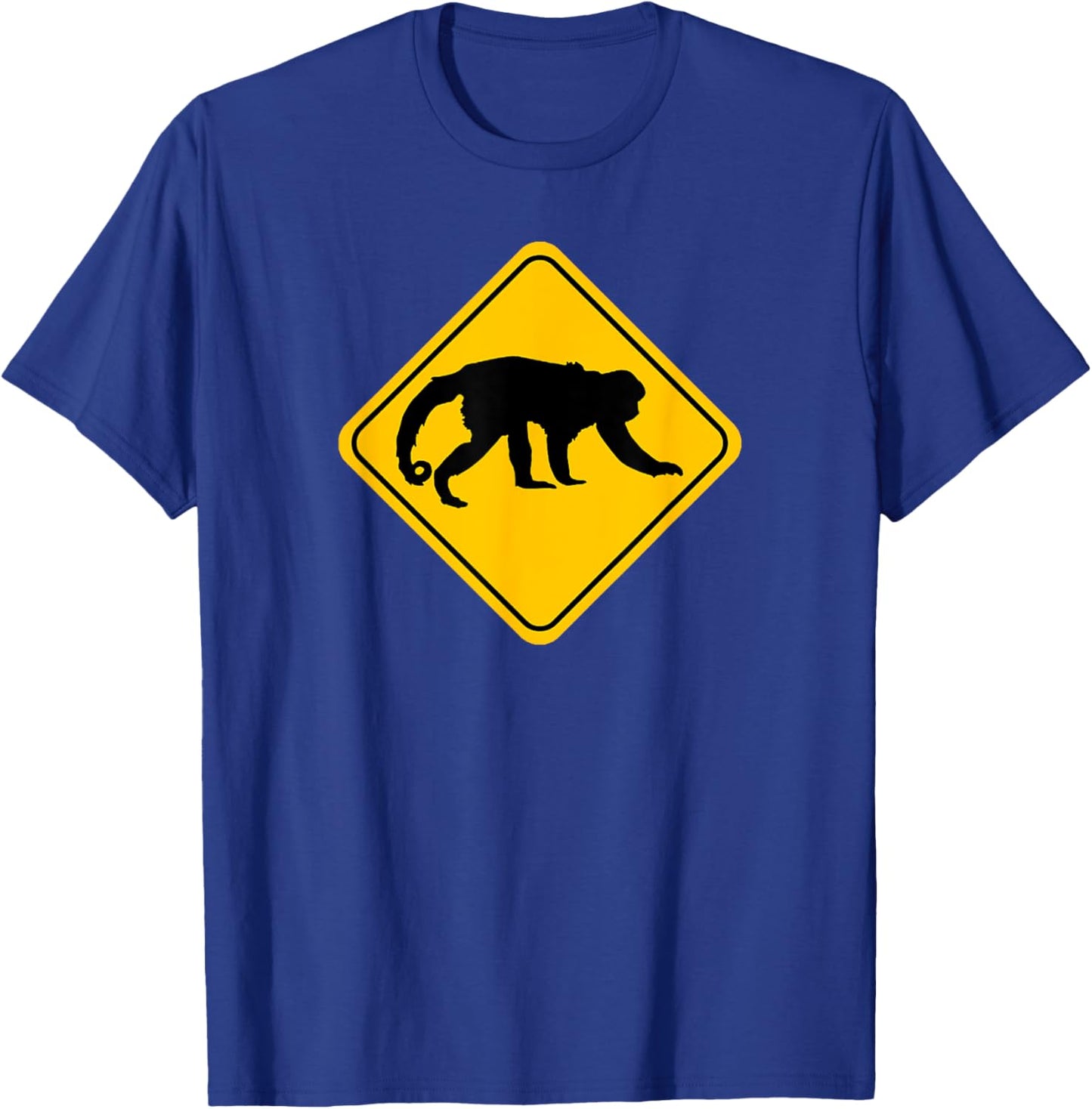 Howler Monkey Crossing Road Sign Classic Minimalist Graphic T-Shirt - T-Shirt | Royal