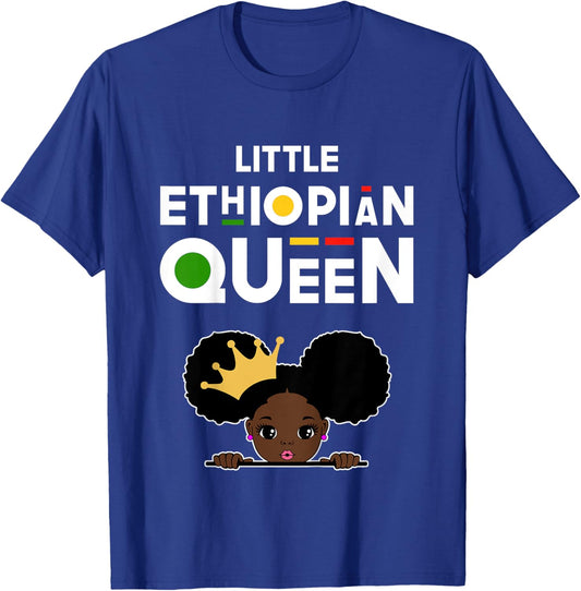 Little Ethiopian Queen Shirt Girls Ethiopian Flag Ethiopia T-Shirt - T-Shirt | Royal