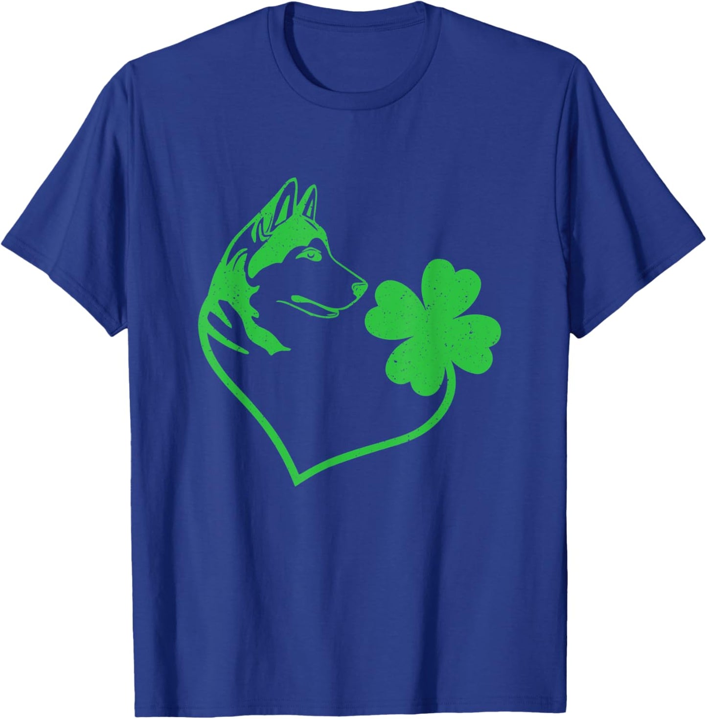 Husky Dog Shamrock Heart Clover Leaf St. Patrick's Day T-Shirt - T-Shirt | Royal