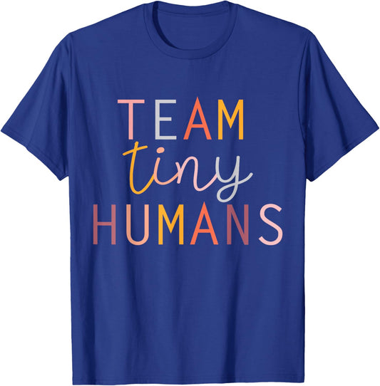 NICU Nurse ICU Neonatal Boho Colorful Retro Team Tiny Humans T-Shirt - T-Shirt | Royal