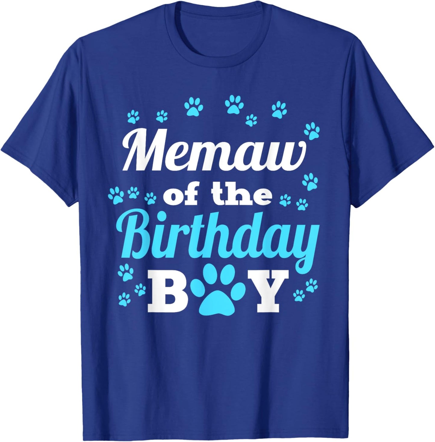 Memaw Of The Birthday Boy Dog Paw Bday Party Celebration T-Shirt - T-Shirt | Royal