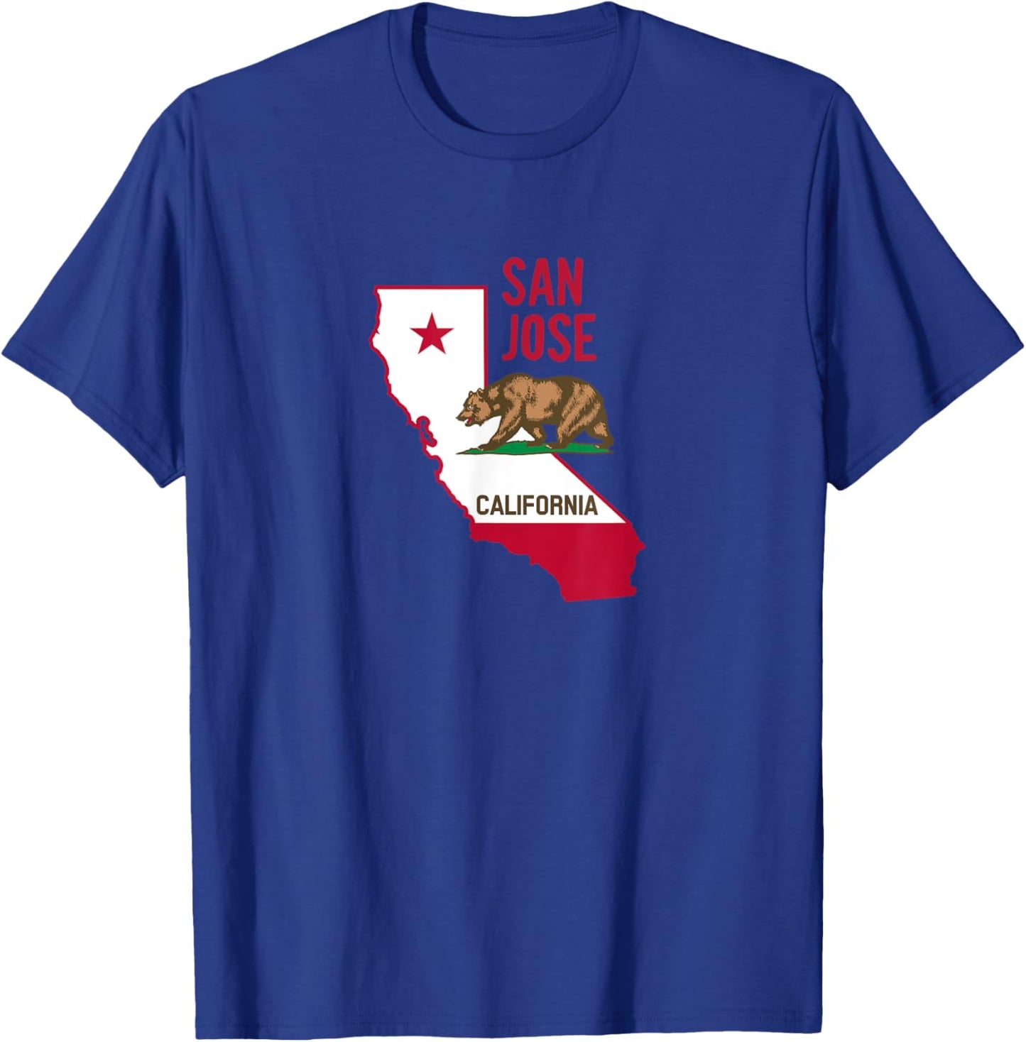 San Jose - California Flag / Cool Retro Vintage San Jose CA T-Shirt - T-Shirt | Royal