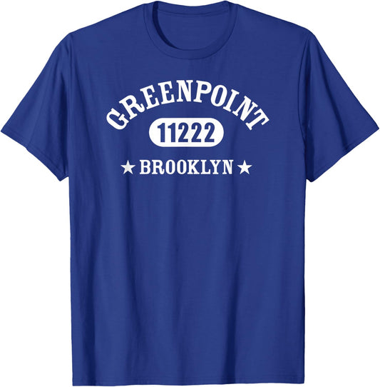 GREENPOINT Brooklyn NY 11222 Athletic Design T-Shirt - T-Shirt | Royal