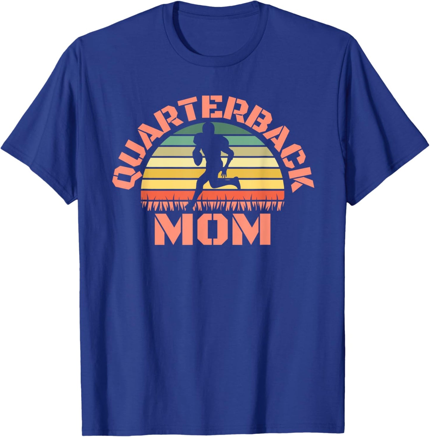Quarterback Mom Retro Vintage Sunset Football T-Shirt - T-Shirt | Royal