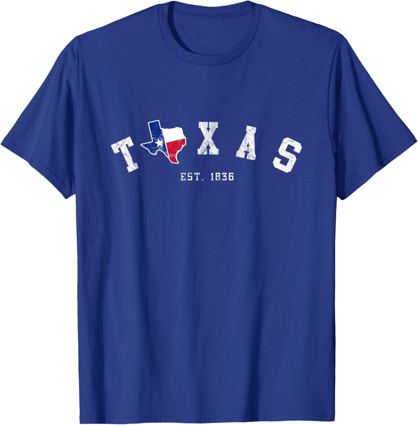 Texas T Shirt Vintage Texas State Est. 1836 With Texan Flag T-Shirt - T-Shirt | Royal