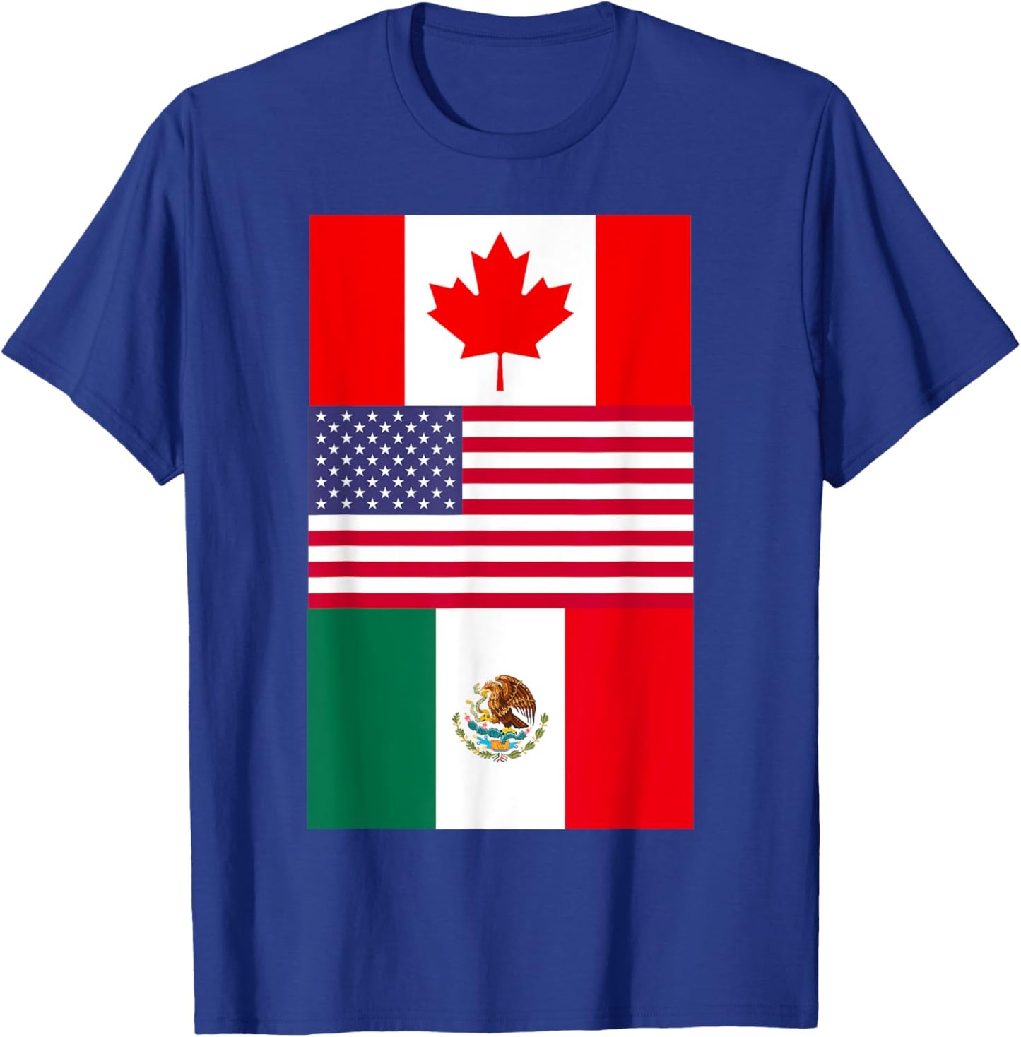 Canada USA Mexico North America Flags T-Shirt - T-Shirt | Royal