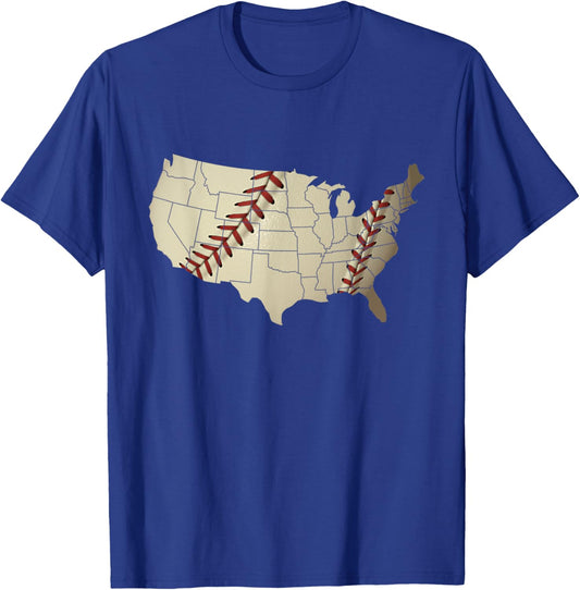 Vintage America BASEBALL Team US Country Ball Map Merica Fan T-Shirt - T-Shirt | Royal