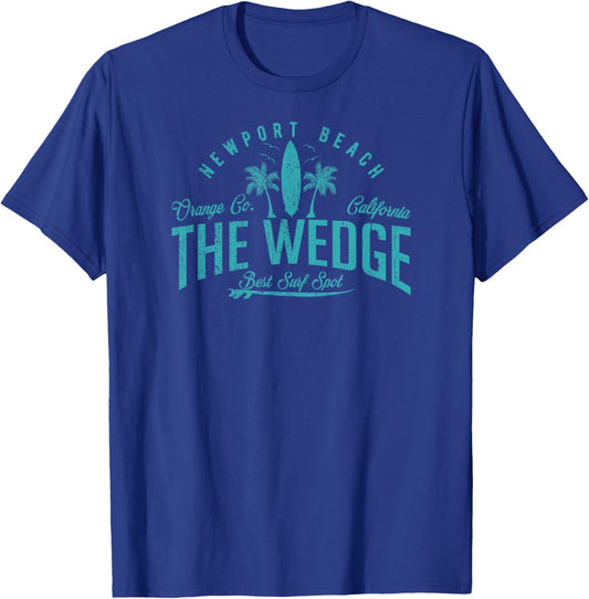 Vintage The Wedge Best Surf Spot Newport Beach Badge T-Shirt - T-Shirt | Royal