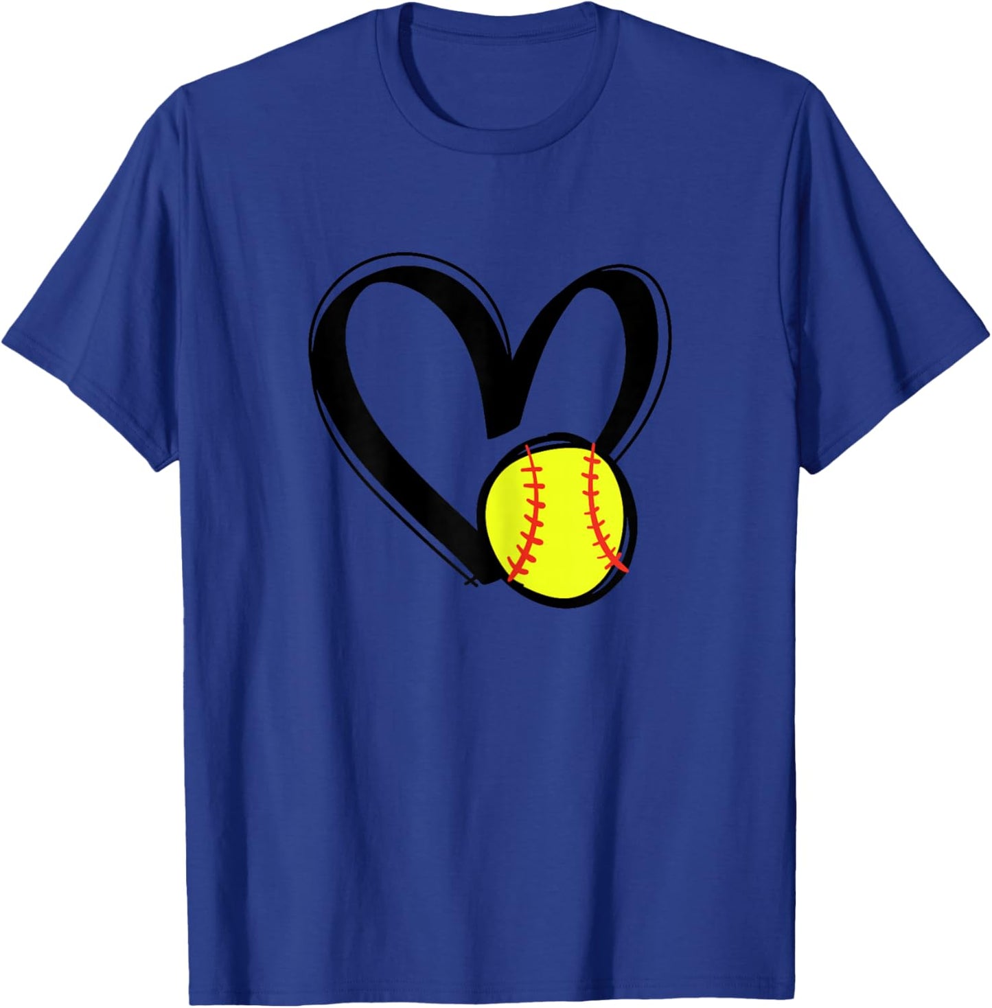 Love Softball Heart T-Shirt - T-Shirt | Royal
