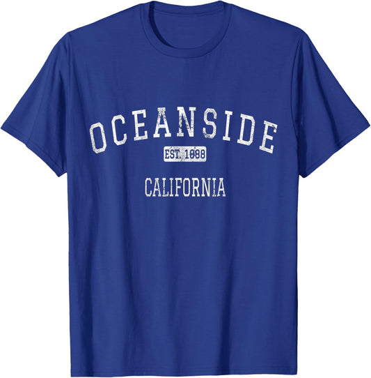 Oceanside California CA Vintage T-Shirt - T-Shirt | Royal