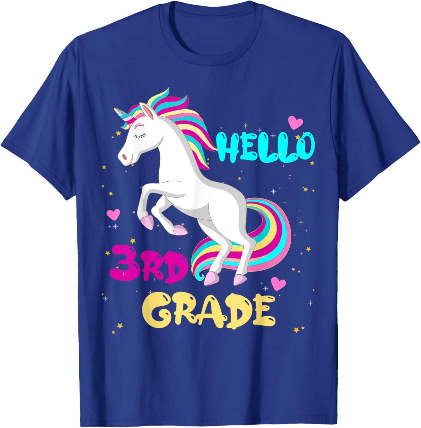 Back To School Unicorn Hello Kid First Day of Third grade T-Shirt - T-Shirt | Royal