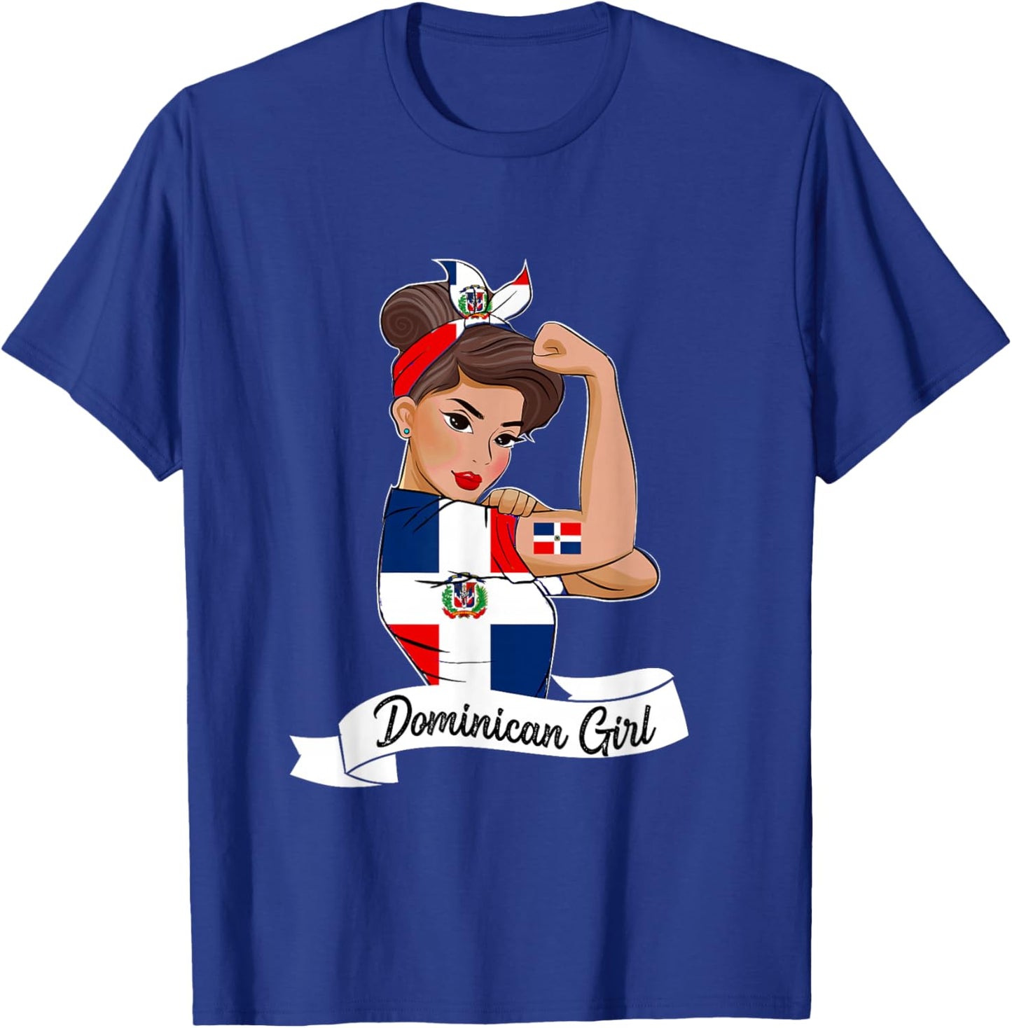 Dominicana Girl Flag RD Dominican Republic Women Pride T-Shirt - T-Shirt | Royal