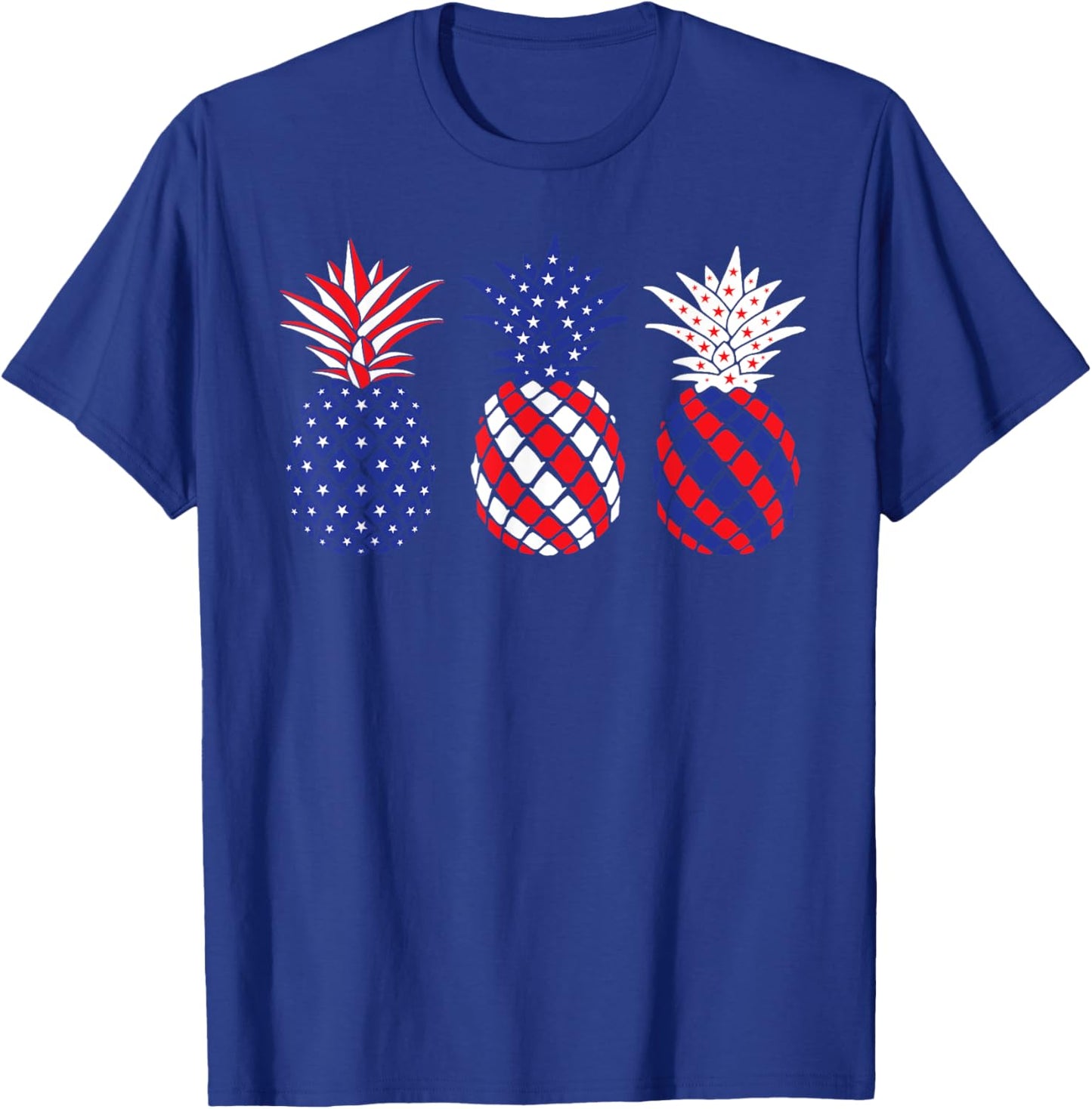 Funny Patriotic Red White & Blue Pineapple Hawaii July 4 Women Men T-Shirt - T-Shirt | Royal