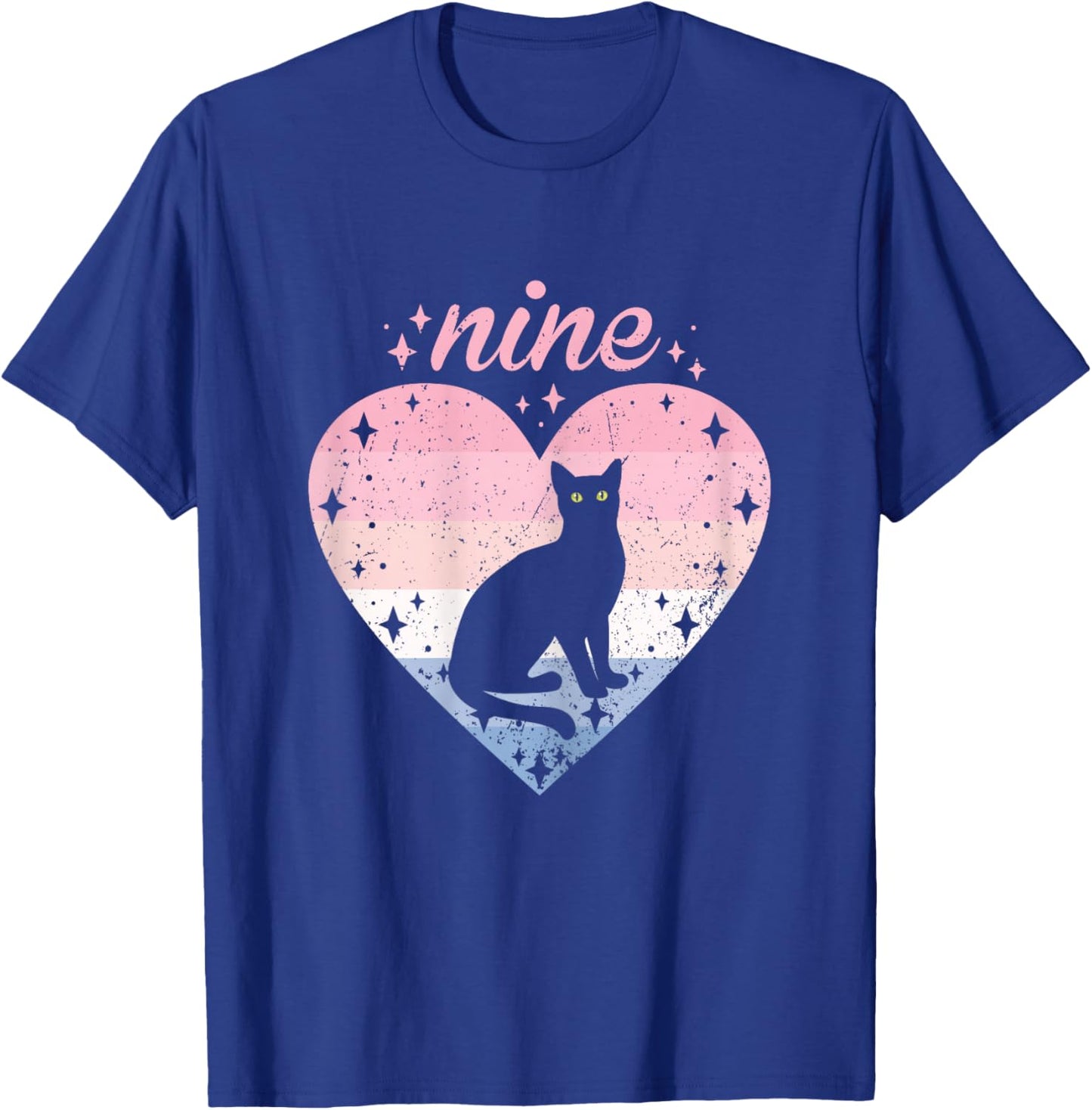 9 Year Old Cute Cat Birthday Girl 9th B-day T-Shirt - T-Shirt | Royal