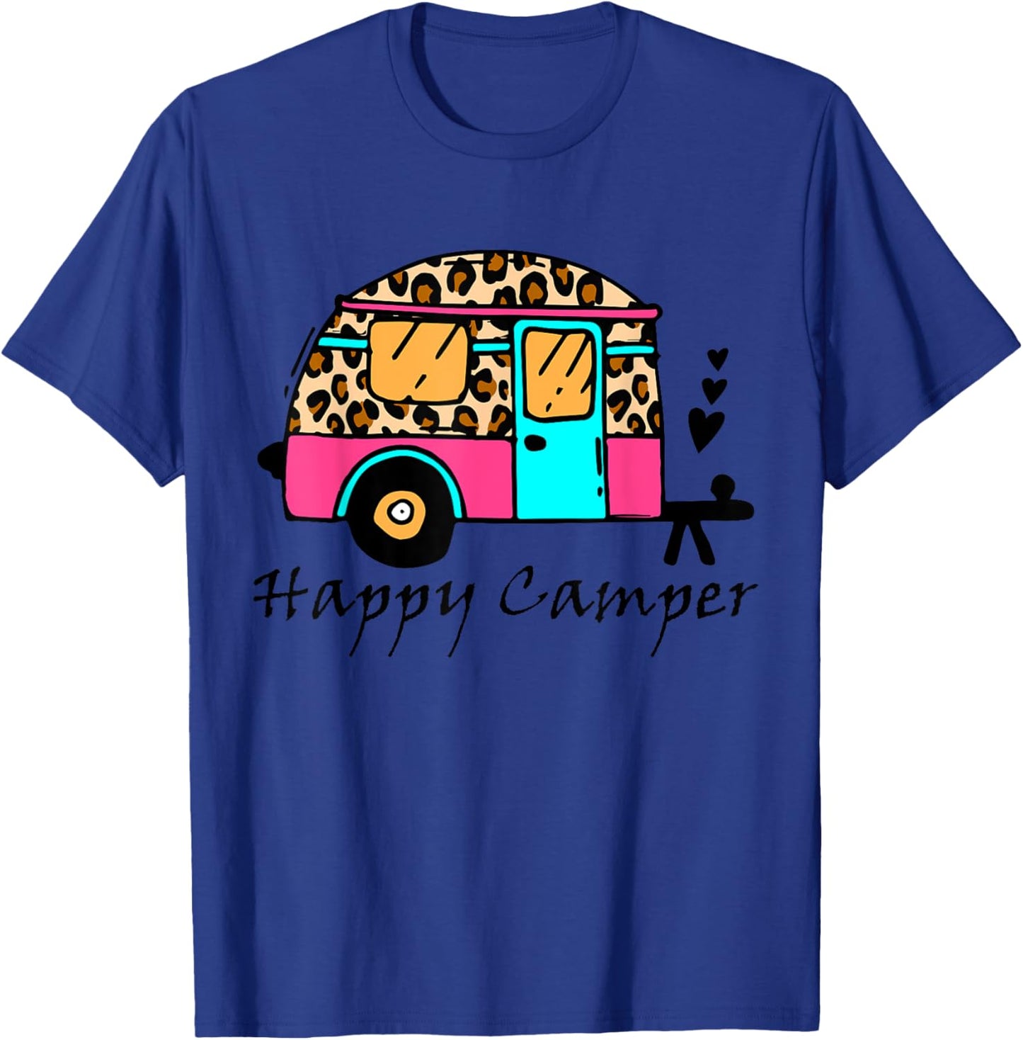 Camper happy summer camp camping leopard funny glamping Men Women T-Shirt - T-Shirt | Royal