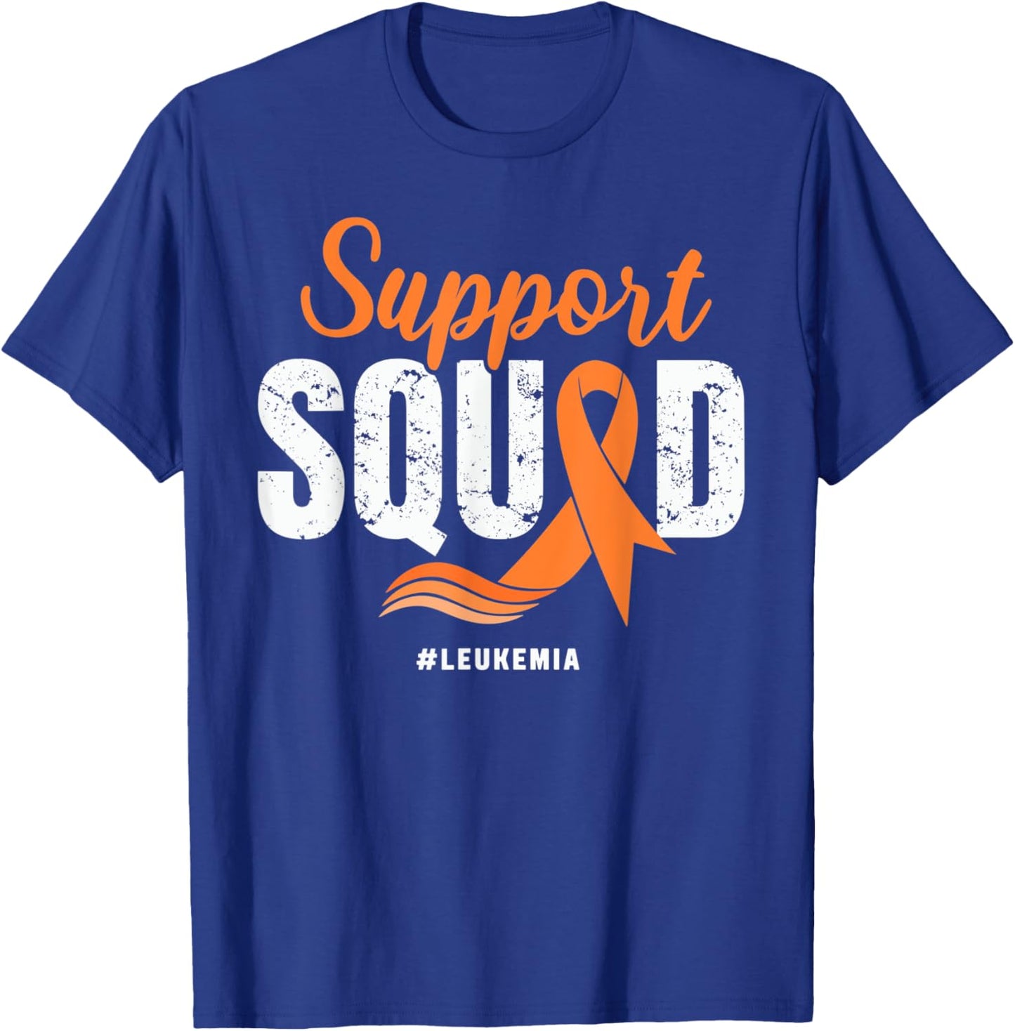 Leukemia Cancer Support Squad Orange Ribbon Cancer awareness T-Shirt - T-Shirt | Royal