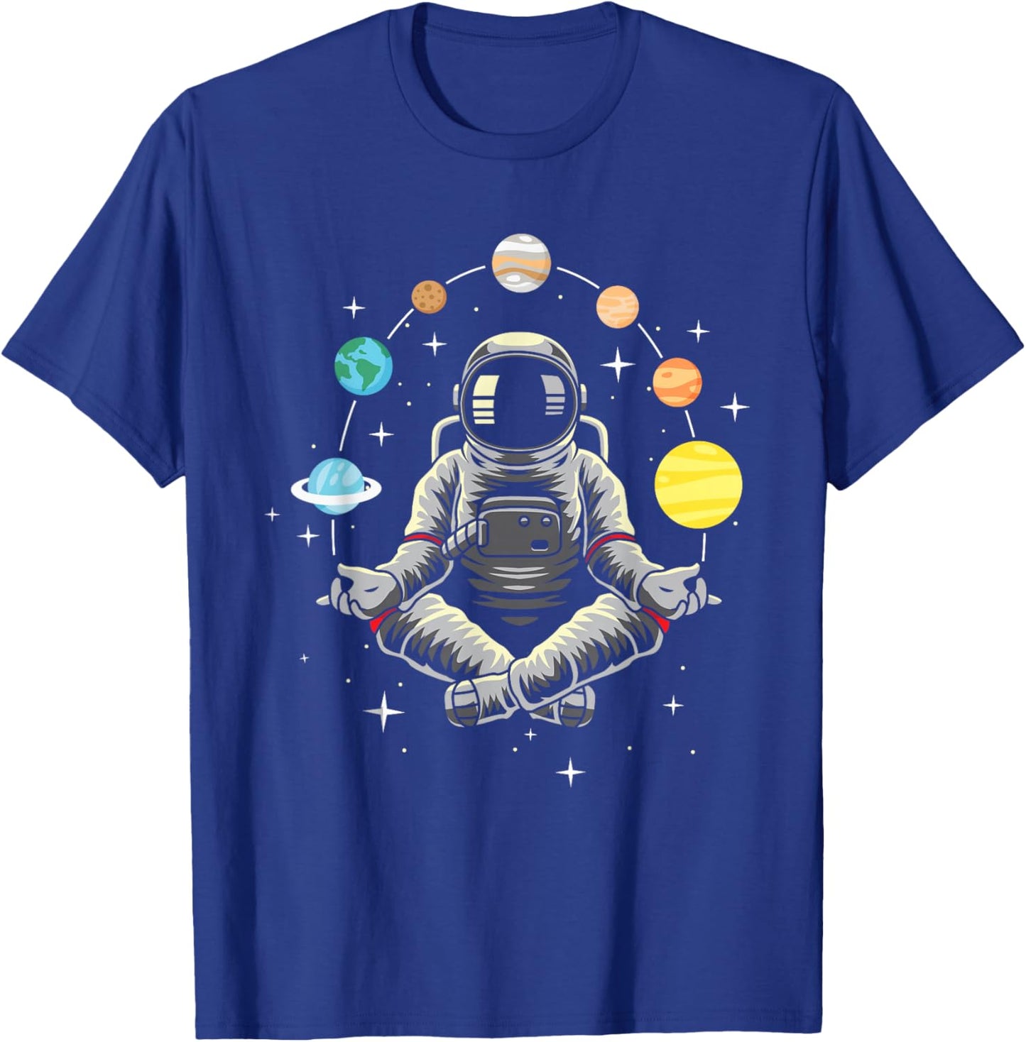 Meditating Astronaut - Galaxy Spaceman Astronomer Cosmos T-Shirt - T-Shirt | Royal