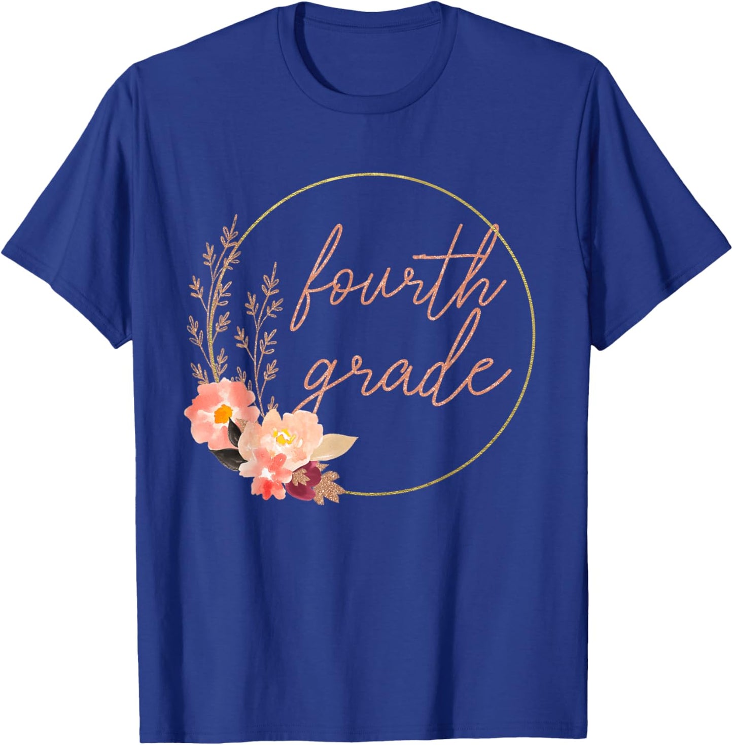Floral Fourth Grade Teacher Student 4th Grade Squad Crew T-Shirt - T-Shirt | Royal