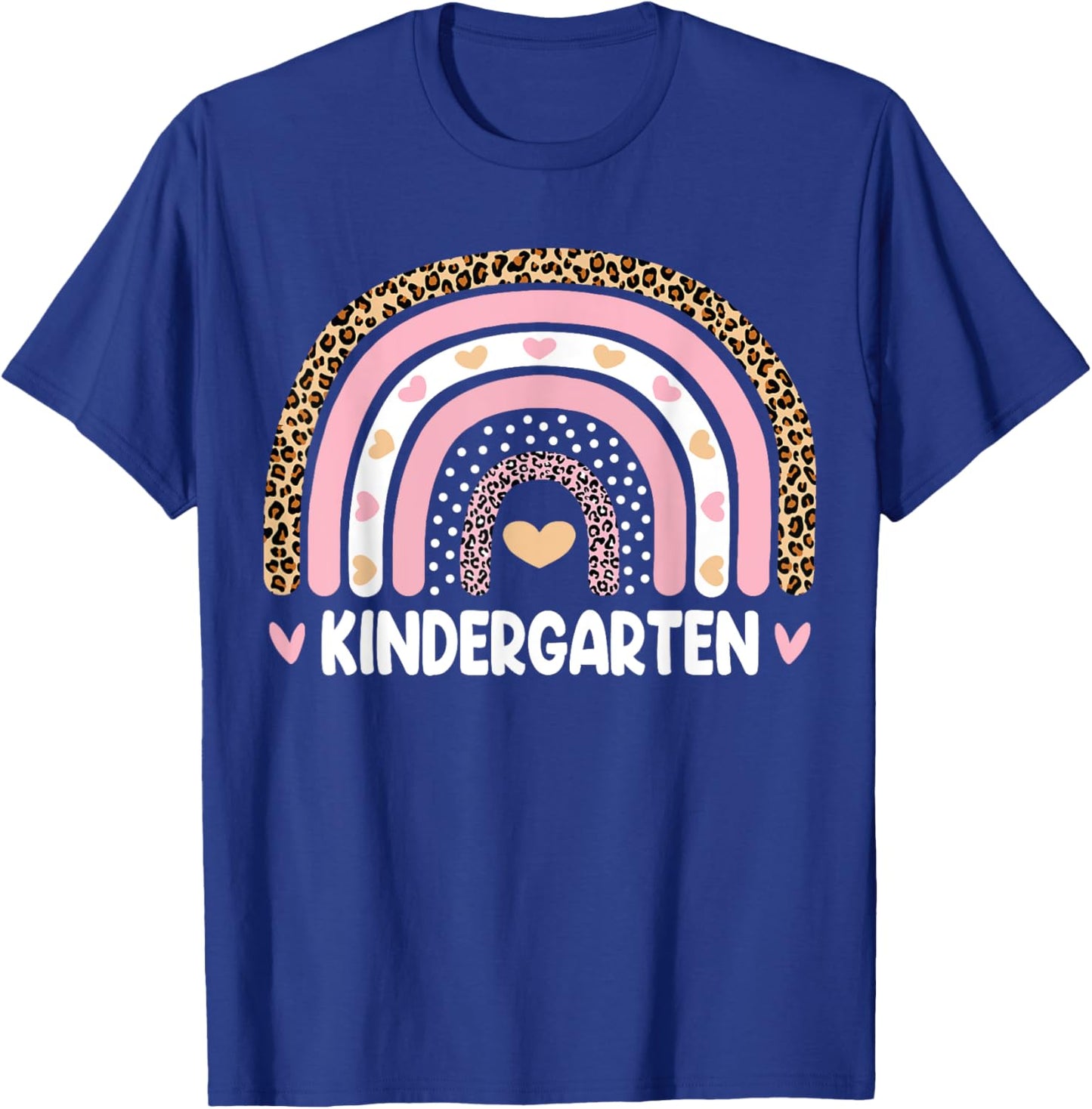 Leopard Rainbow Kindergarten Teachers Funny Back To School Women Girls Kids T-Shirt - T-Shirt | Royal