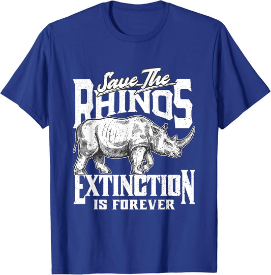 Vintage Distressed Save The Rhinos Extinction Is Forever T-Shirt - T-Shirt | Royal