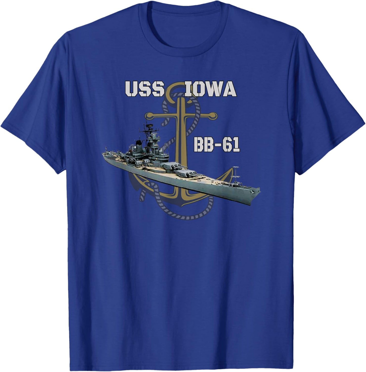 USS Iowa Battleship WW2 American Warship BB-61 Veterans Day T-Shirt - T-Shirt | Royal