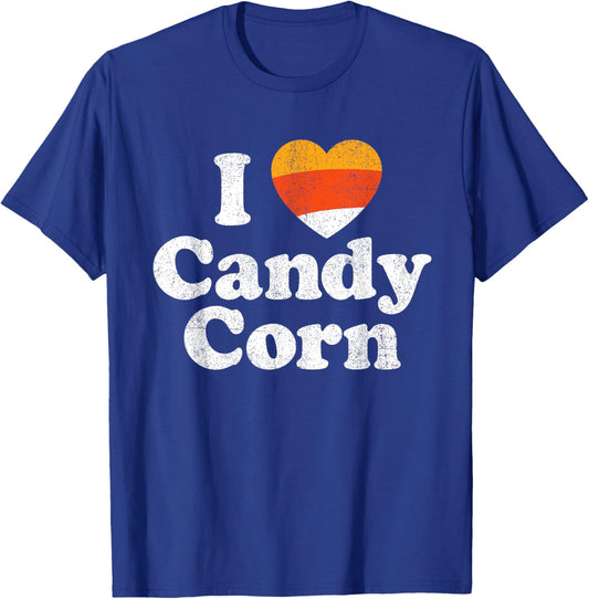 I Love Candy Corn Funny Halloween Retro 80's 70's Costume T-Shirt - T-Shirt | Royal