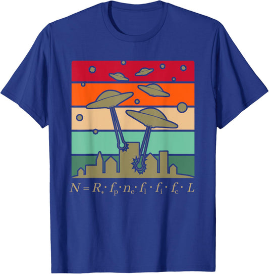 Fermi Paradox Drake Equation Physics Nerd UFO UAP Aliens T-Shirt - T-Shirt | Royal