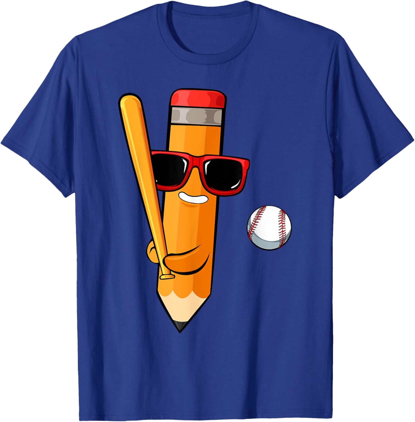 Baseball Player Pencil Back To School Cute Sport Students T-Shirt - T-Shirt | Royal