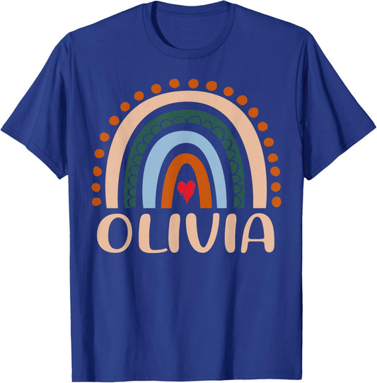 Olivia Name Personalized Funny Women Rainbow Olivia T-Shirt - T-Shirt | Royal