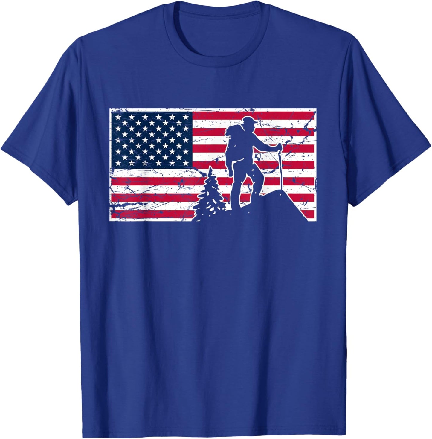 Hiking American Flag 2023 July 4th Design For Hikers T-Shirt - T-Shirt | Royal