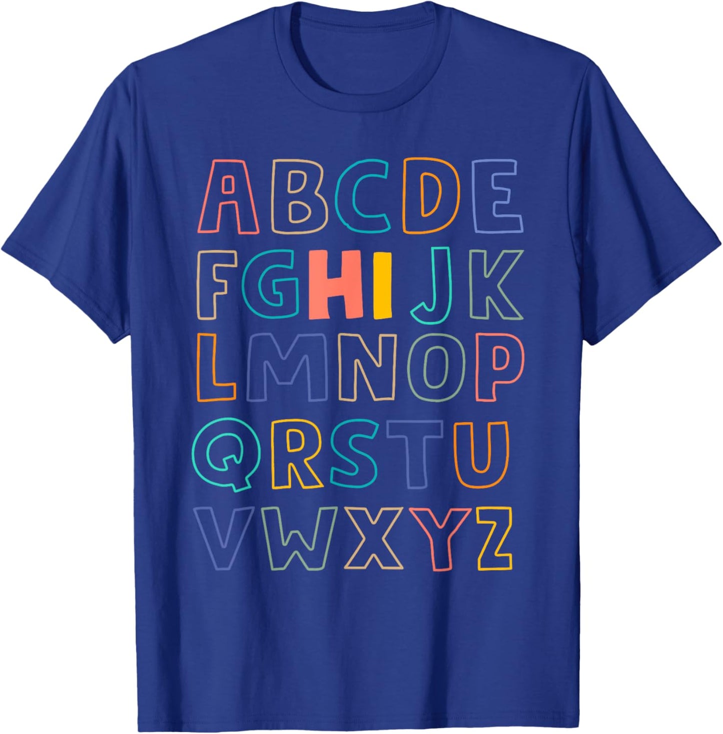 Funny Pre K Kindergarten Hi Alphabet Back To School Teachers Men Women Girls Kids T-Shirt - T-Shirt | Royal