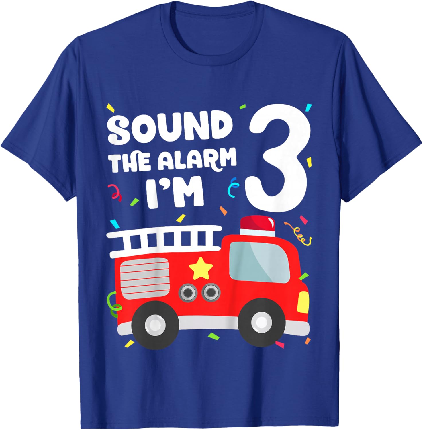 Kids Fire Truck 3rd Birthday Toddler Boy Firefighter 3 Year Old T-Shirt - T-Shirt | Royal