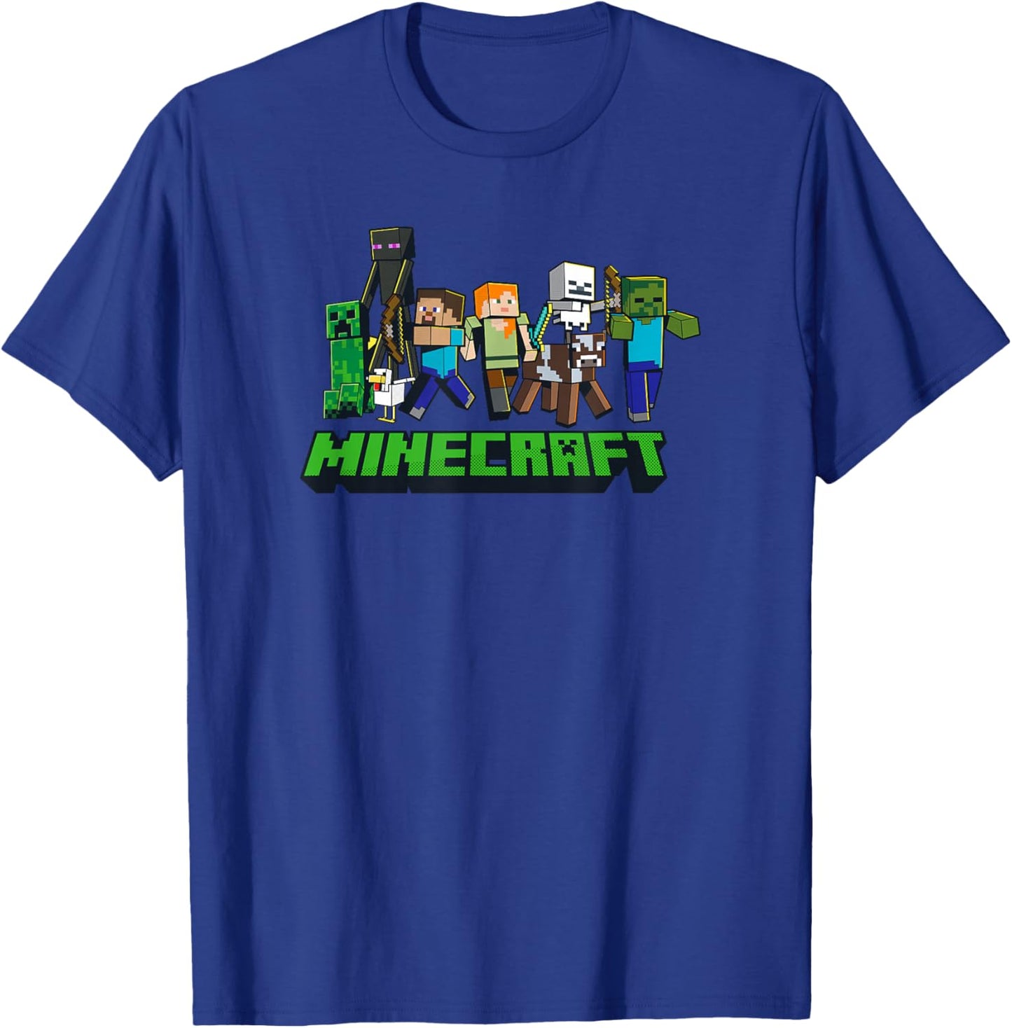 Minecraft -Adults Kids , Skeleton, Grey, Small, Short Sleeve, , Modern, Graphic Design, Lightweight T-Shirt - T-Shirt | Royal