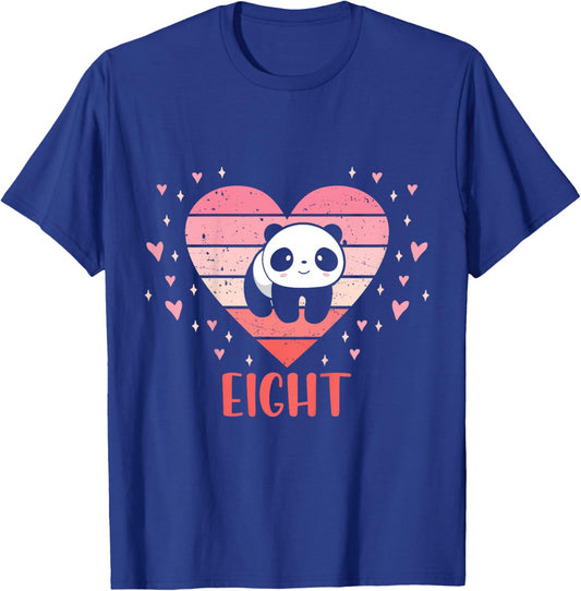 8 Year Old Cute Panda Birthday Girl 8th B-day T-Shirt - T-Shirt | Royal