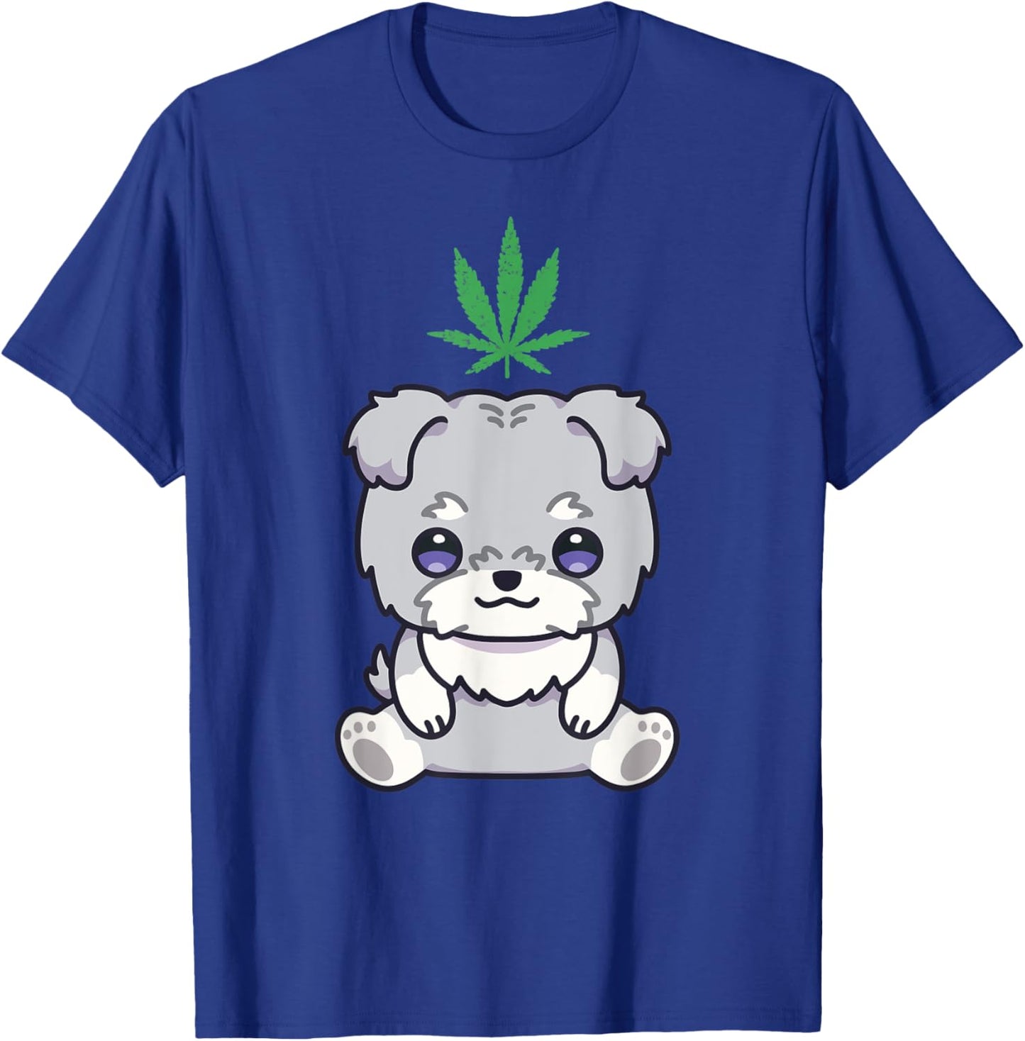 Schnauzer Dog Weed Marijuana Kawaii Anime Cannabis Leaf T-Shirt - T-Shirt | Royal
