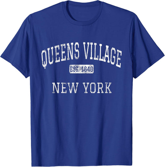 Queens Village New York Queens NY Vintage T-Shirt - T-Shirt | Royal