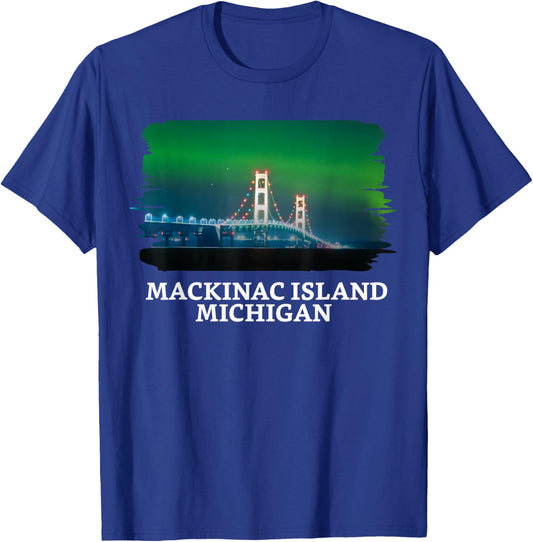 Mackinac Island Bridge Michigan Great Lakes Huron Ferry Trip T-Shirt - T-Shirt | Royal