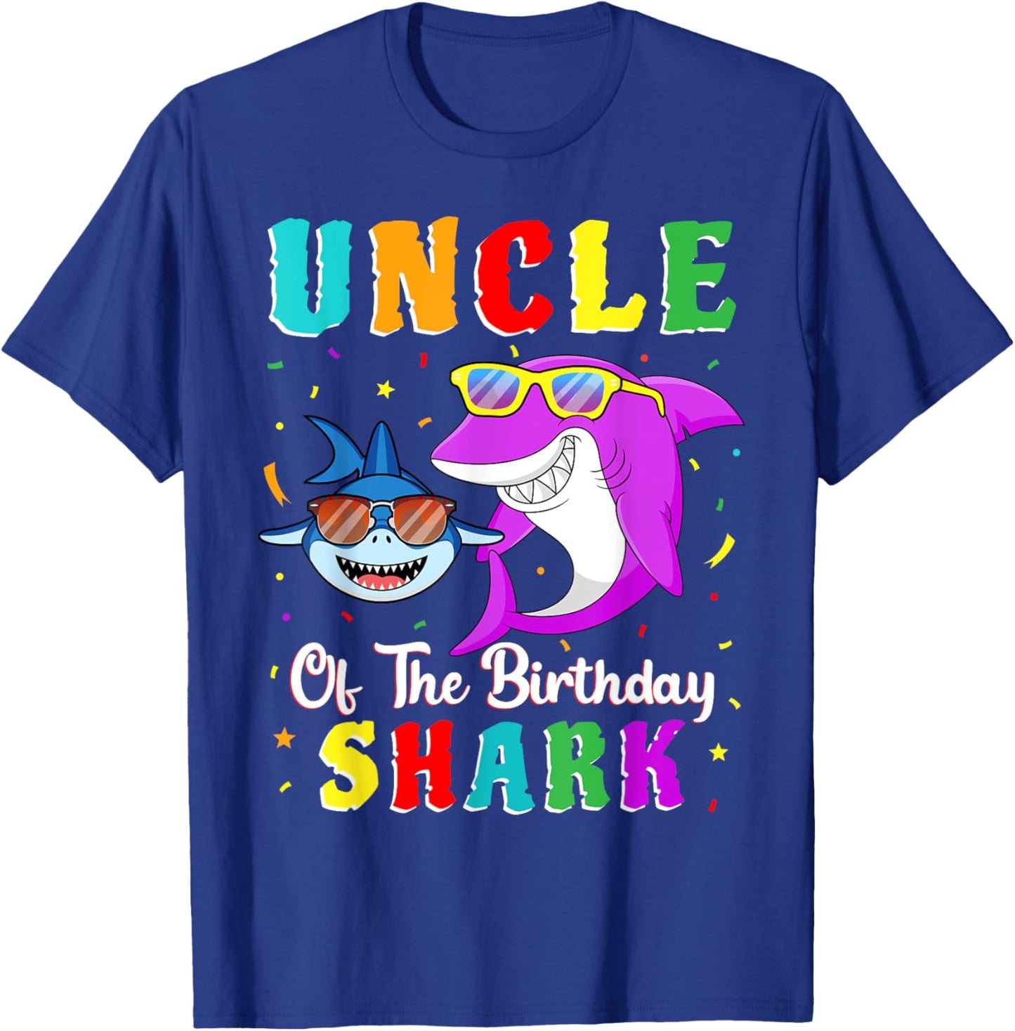Uncle Of The Shark Birthday Family Matching Birthday Nephew T-Shirt - T-Shirt | Royal
