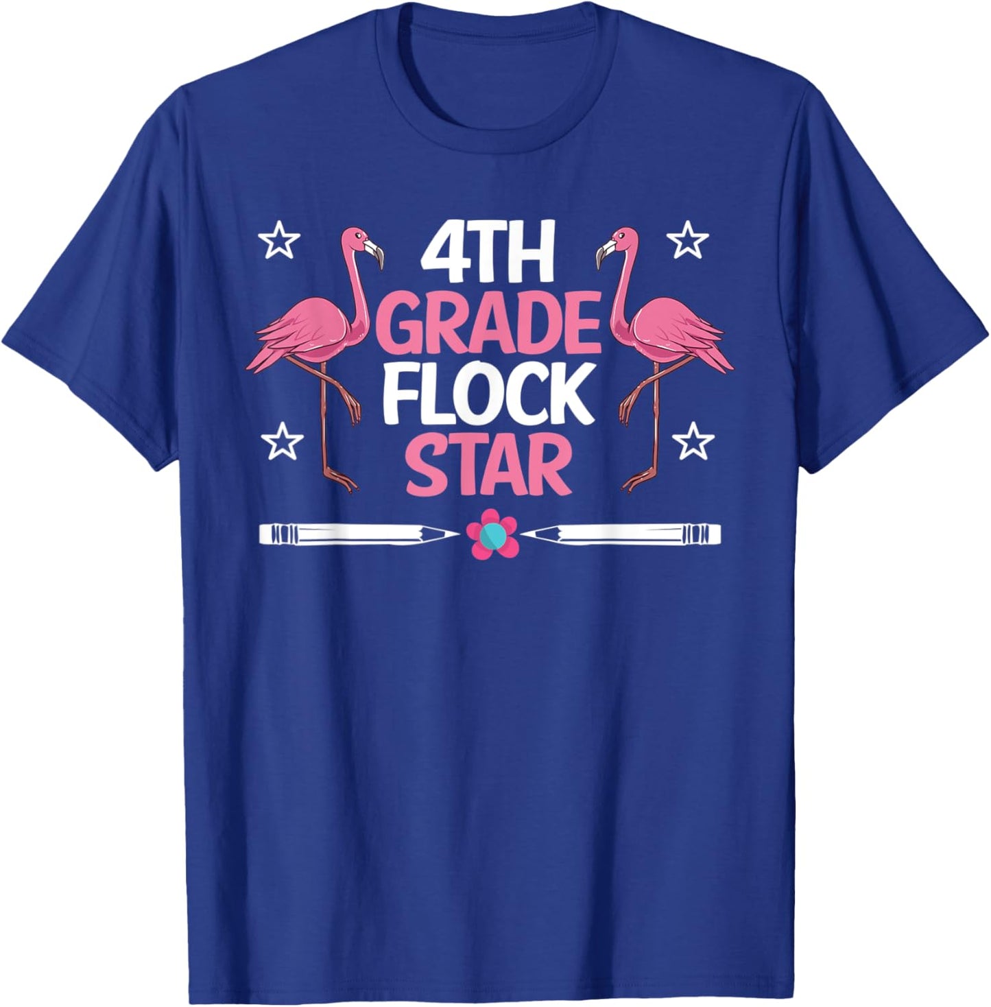 4th Grade Flock Stars Flamingo Teacher Student Kids Gifts T-Shirt - T-Shirt | Royal