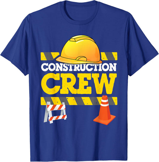 Boys Birthday Construction Crew Kids Party Group Matching T-Shirt - T-Shirt | Royal