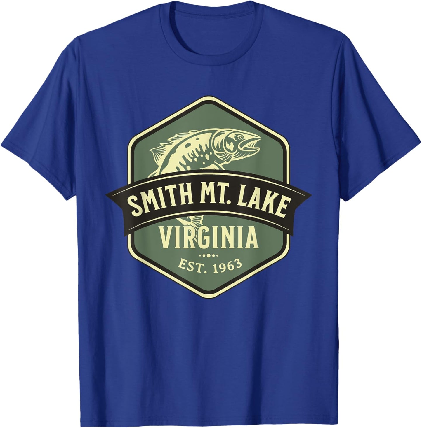 Smith Mountain Lake Virginia 1963 Fish Design T-Shirt - T-Shirt | Royal