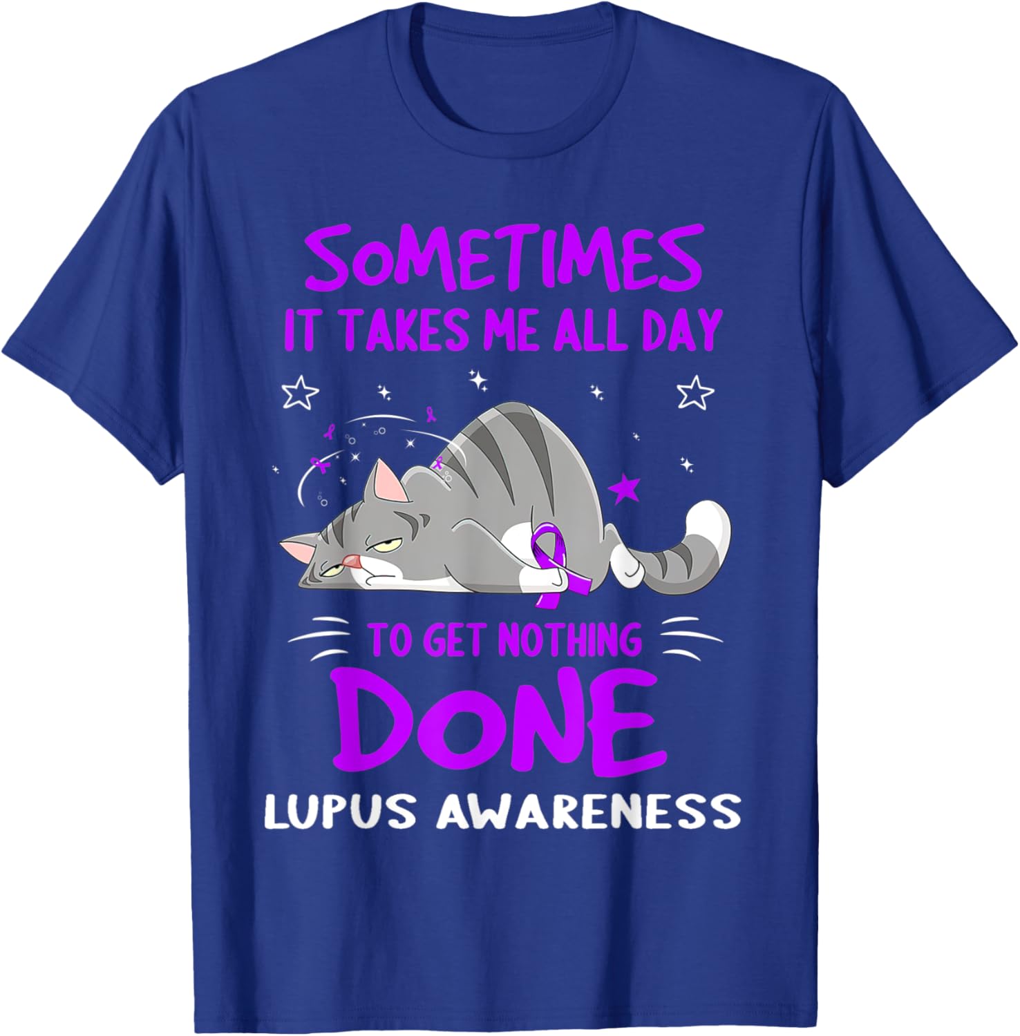 Lupus Awareness Cat Ribbon T-Shirt - T-Shirt | Royal
