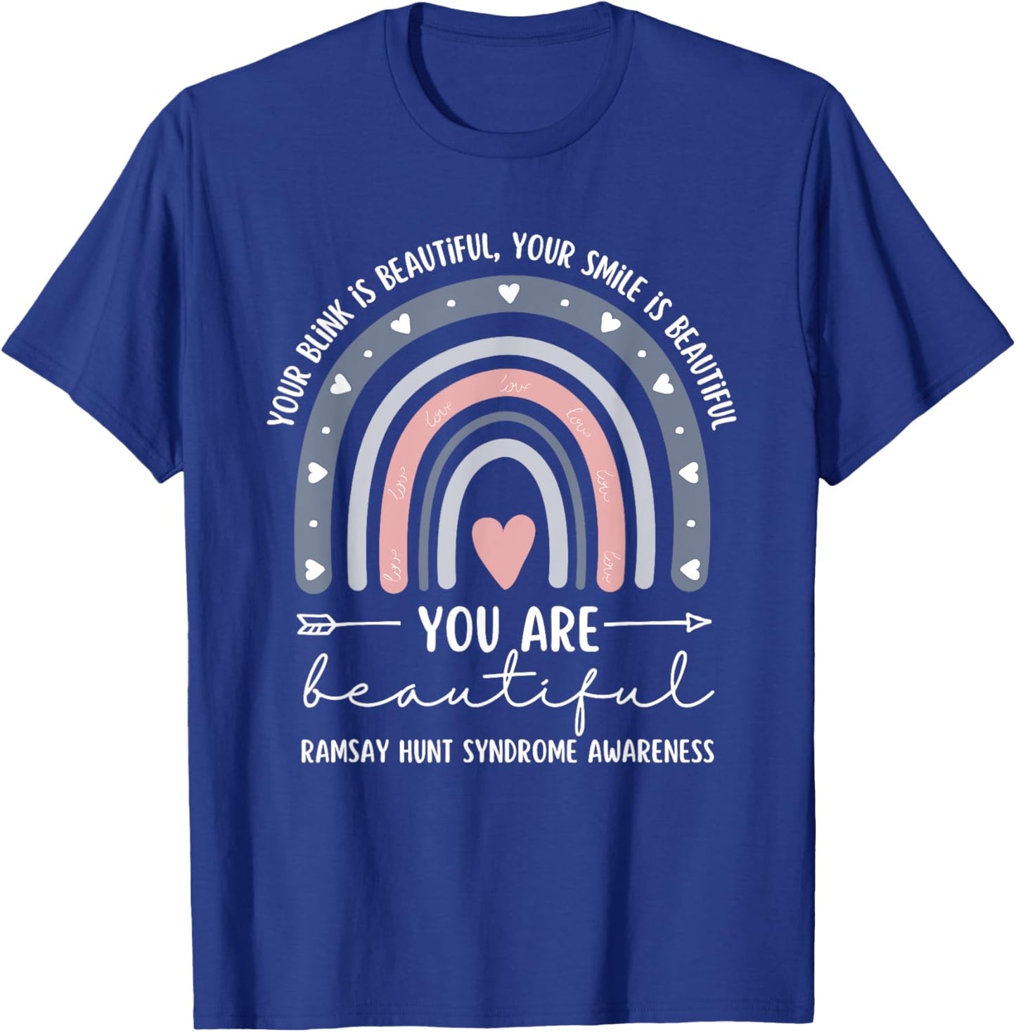 Ramsay Hunt Syndrome Awareness Cute Boho Rainbow Retro Women T-Shirt - T-Shirt | Royal