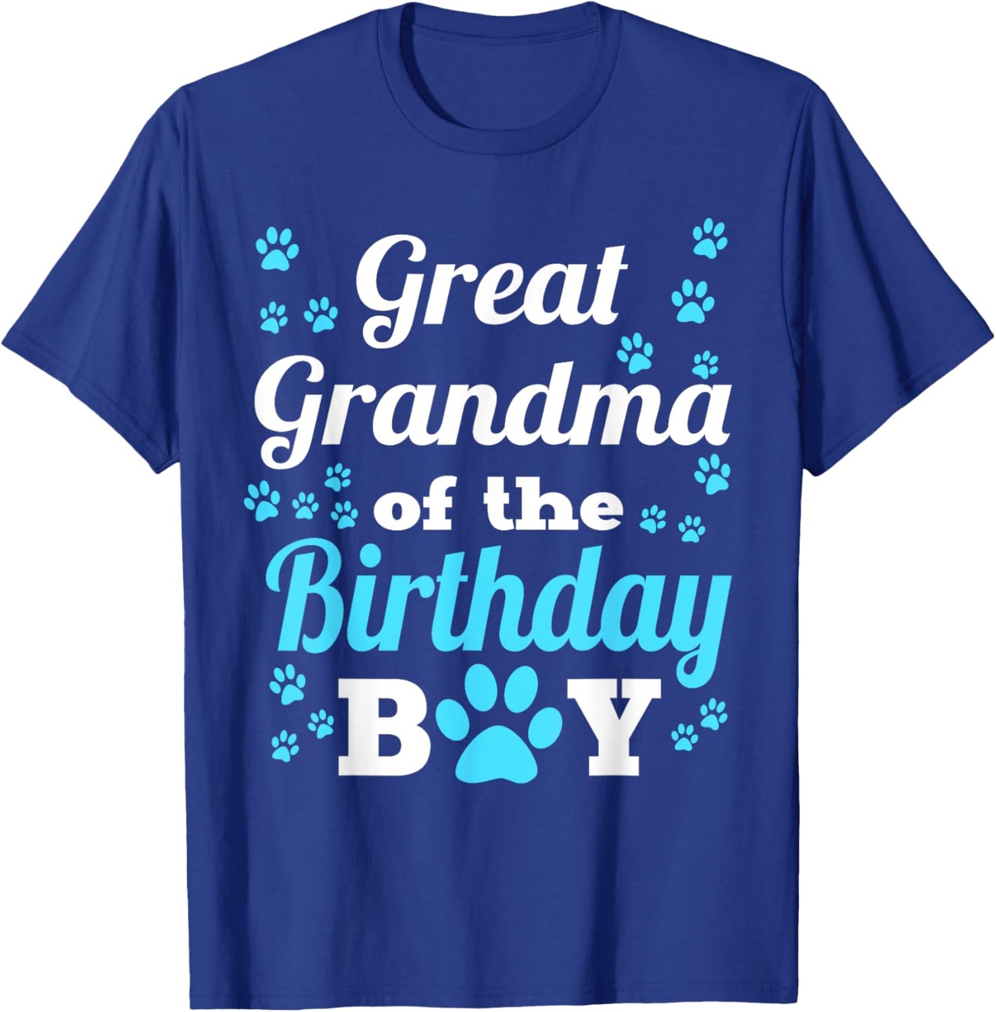 Great Grandma Of The Birthday Boy Dog Paw Bday Party T-Shirt - T-Shirt | Royal