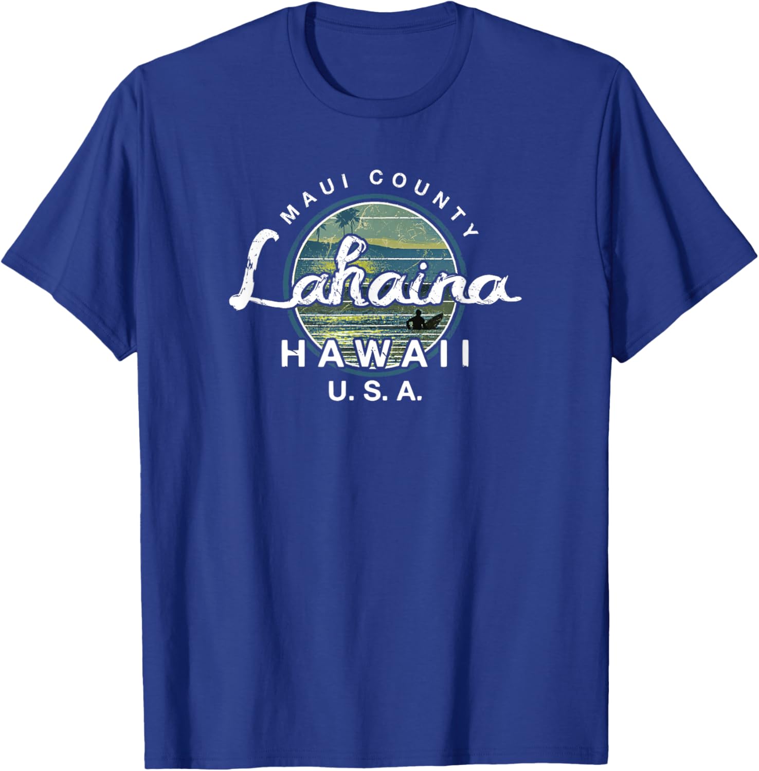 Lahaina Maui Hawaii Surfing Retro T-Shirt - T-Shirt | Royal