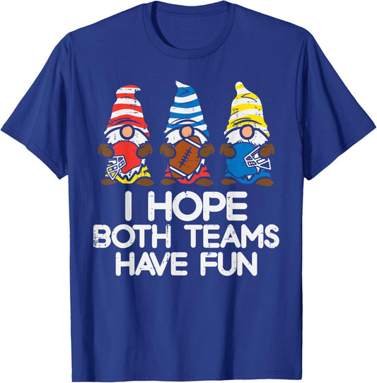 3 Gnomes Hope Both Teams Have Fun American Football Sports T-Shirt - T-Shirt | Royal