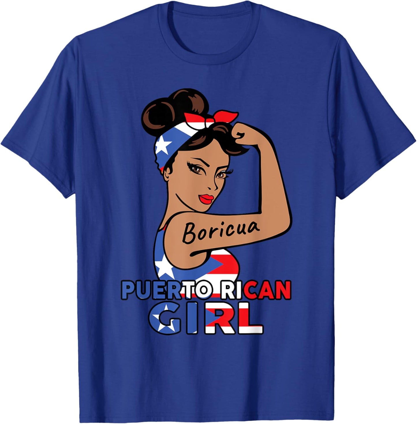 Boricua Puerto Rican Girl Shirt Women Puerto Rico Flag Mom T-Shirt - T-Shirt | Royal
