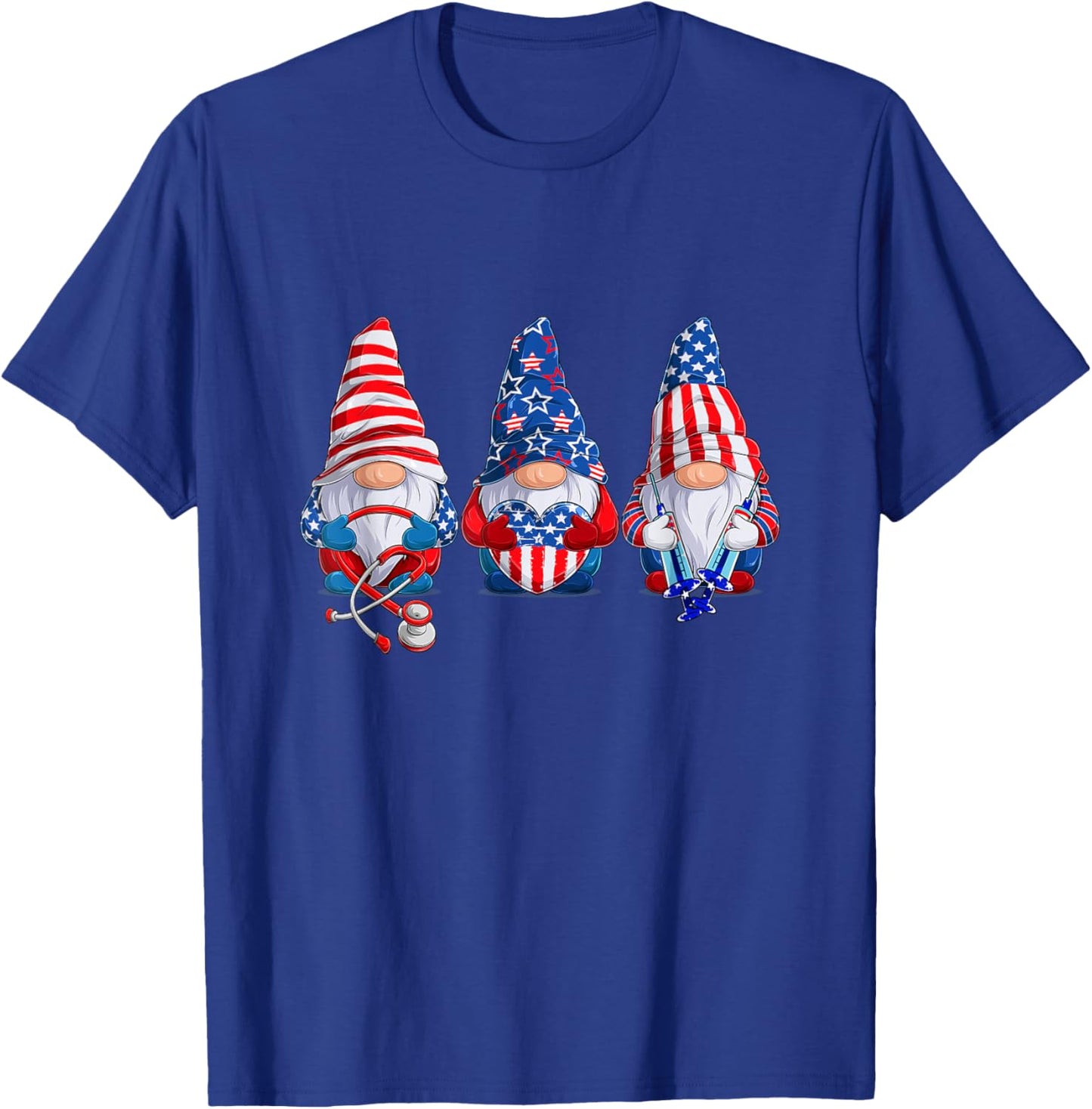 Stethoscope Nurse Life 4th July Gnome Nurse Independence Day T-Shirt - T-Shirt | Royal