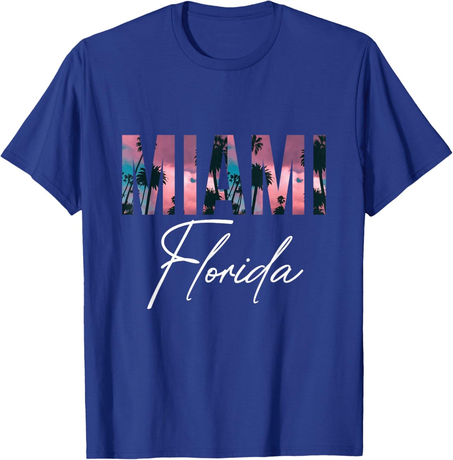Miami Palm trees Florida Sunset Miami Beach T-Shirt - T-Shirt | Royal